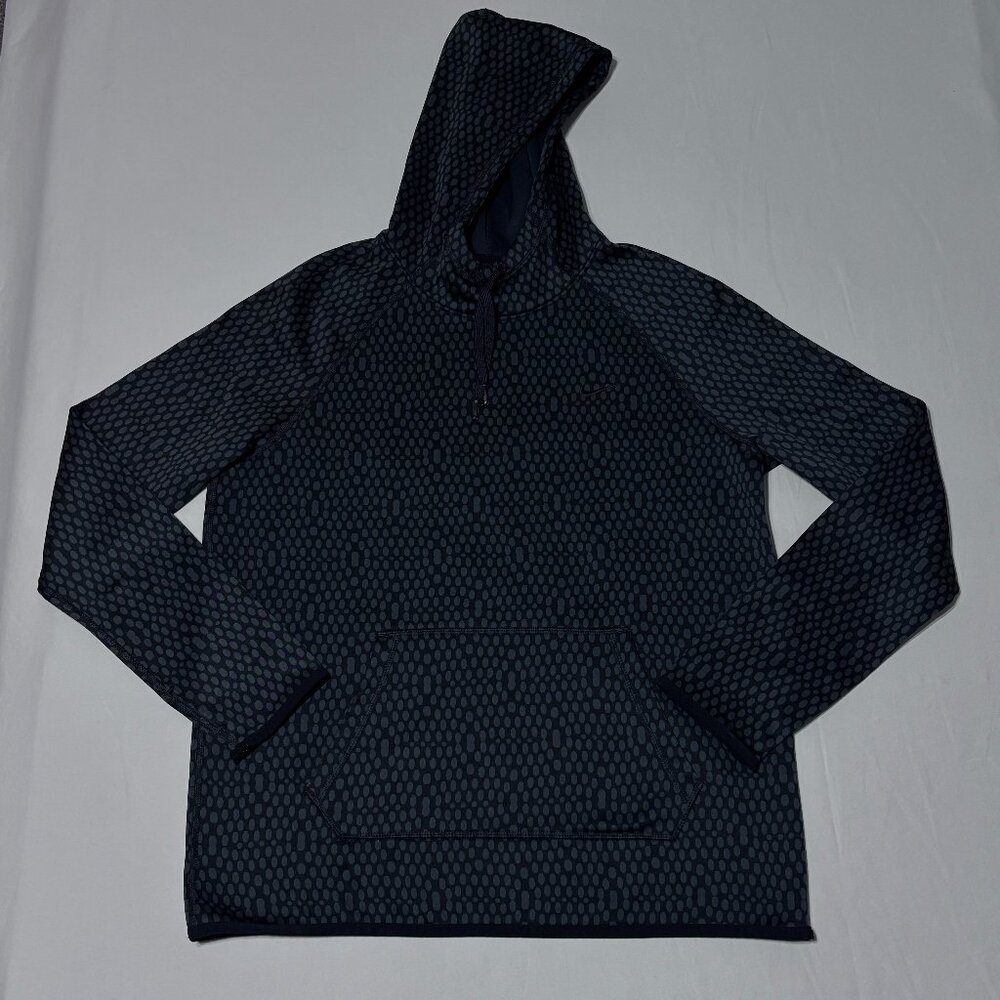Nike Therma-Fit Black Dot Pattern Hoodie Medium Thumbholes Pullover Sweatshirt
